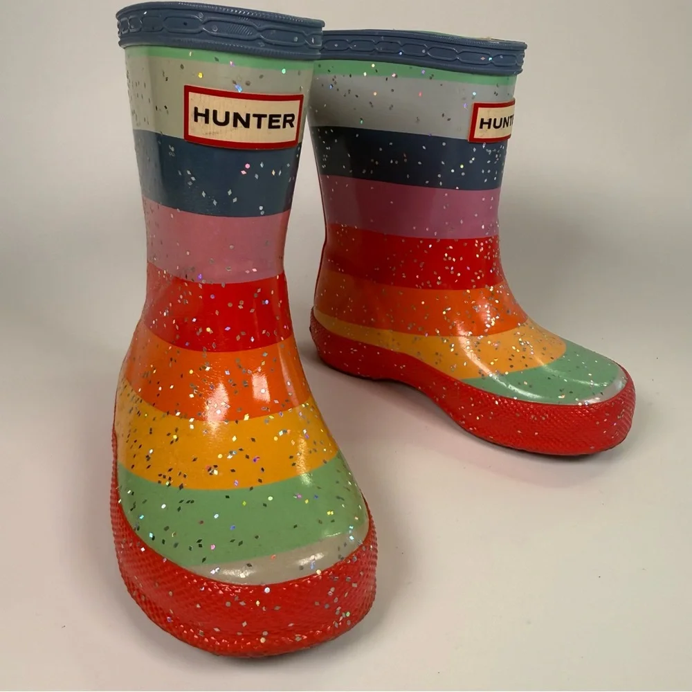Hunter Kids Rainbow Glitter Rain Boots - Picture 2 of 13